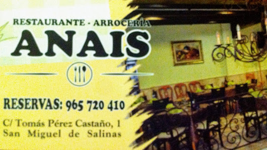 Restaurante Arroceria Anais San Miguel de Salinas
